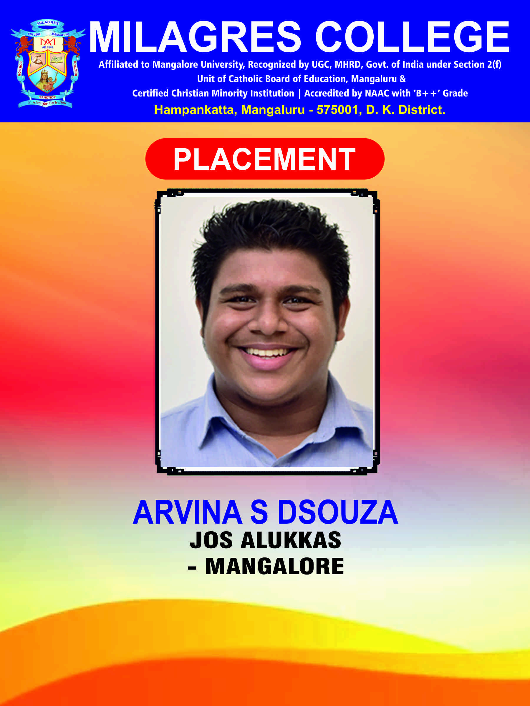 Successfully placed student